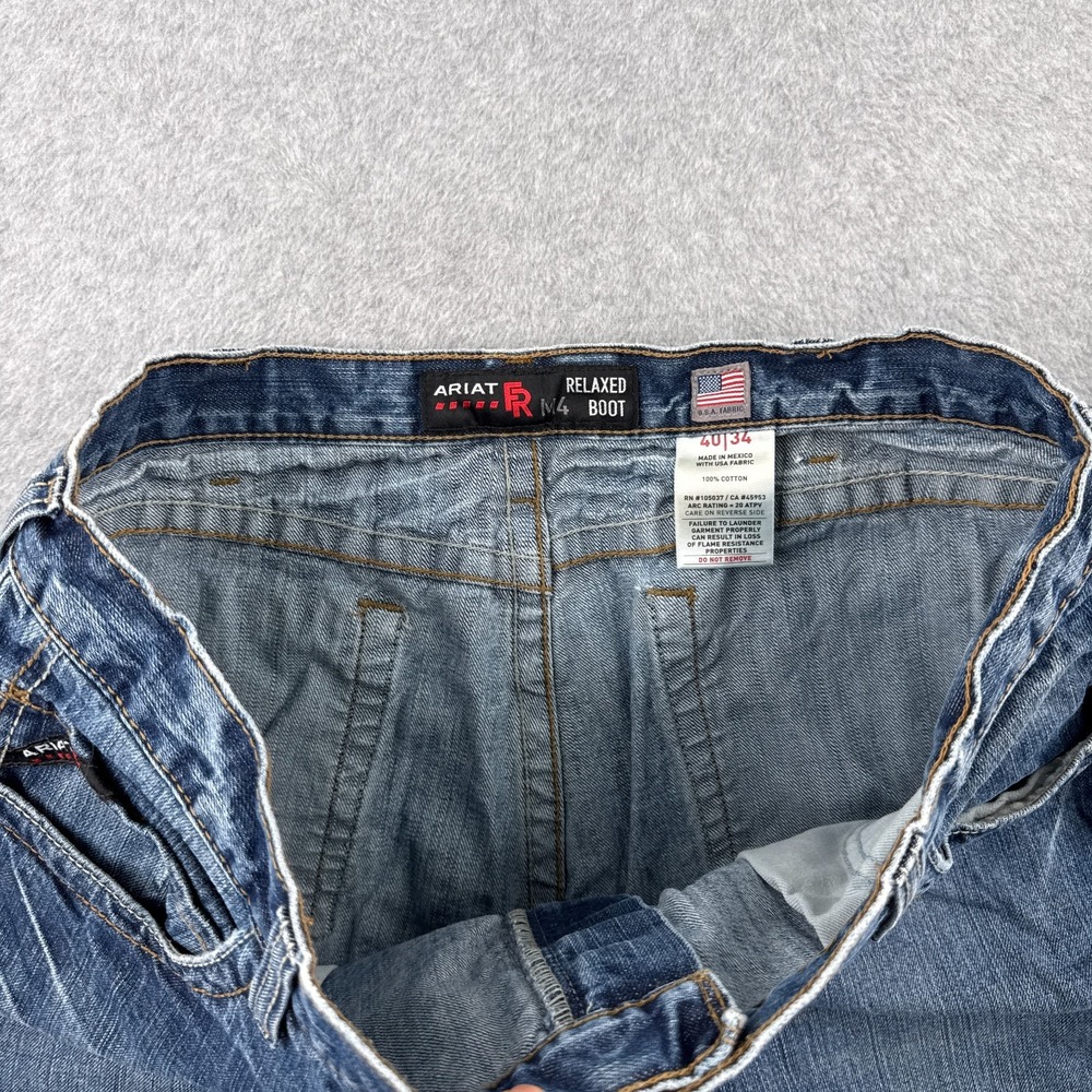 Ariat FR Jeans Men 40x33 Blue Denim M4 Boot Workwear Fire Resistant Lineman - Picture 10 of 13